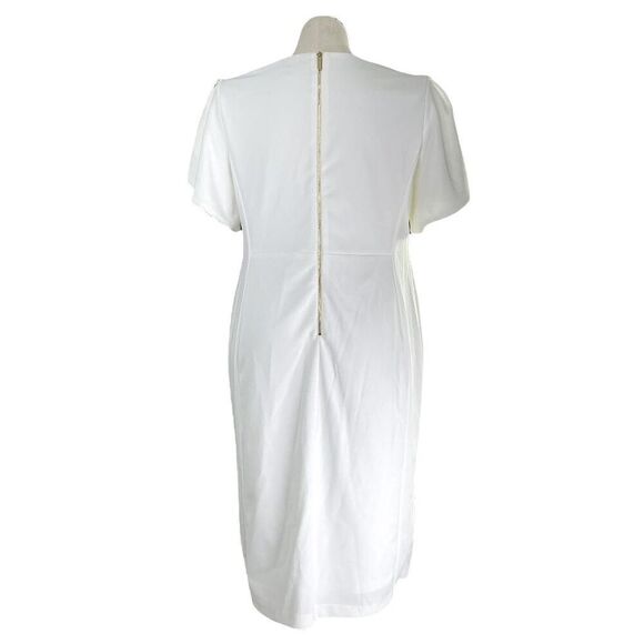Calvin Klein Sheath Dress Womens 20W White Knit Tulip Sleeve Plus Size NEW - Picture 4 of 9